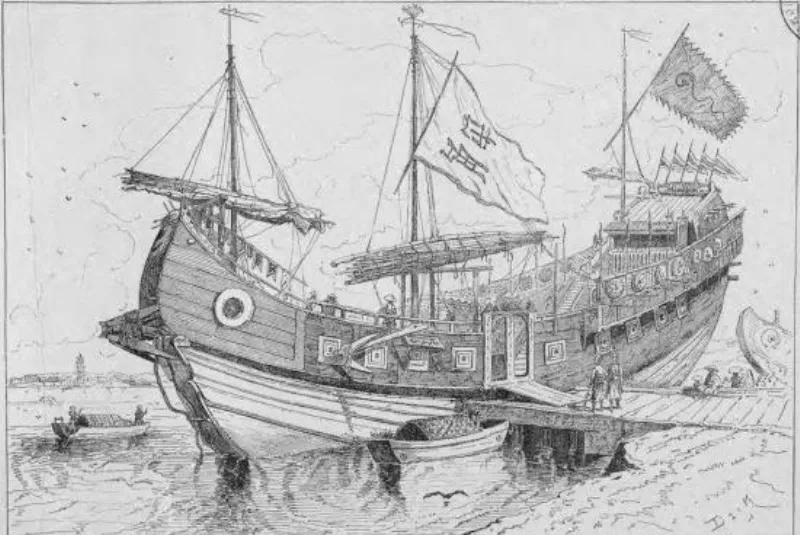 a war junk in Hai Phong, 19th century