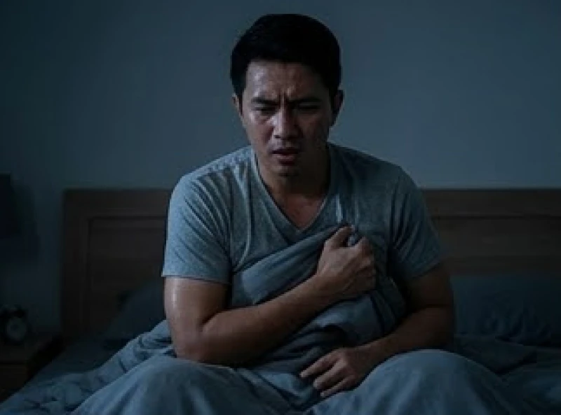 Người đàn ông vã mồ hôi lo lắng khi tỉnh dậy sau cơn ác mộng thấy mình bị thương chảy máu