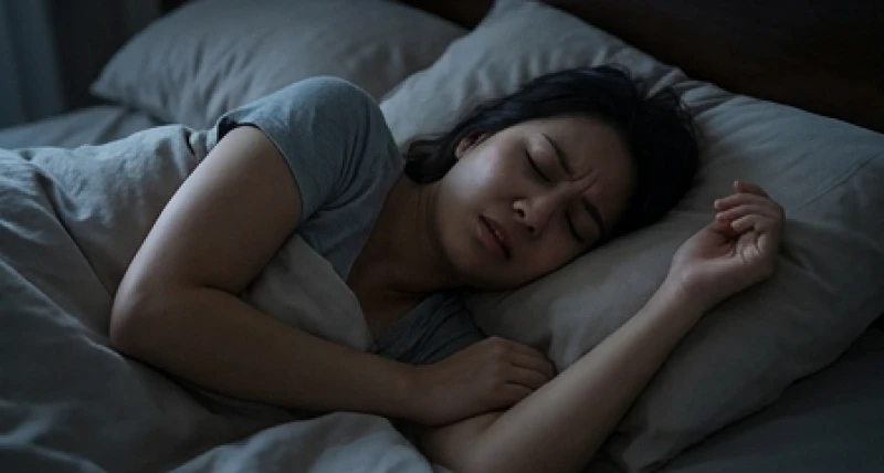 Mơ thấy giun đất: Giải mã điềm báo tâm linh, tâm lý và số may mắn 3 Người đàn ông trằn trọc và cau mày khó chịu trên giường ngủ thể hiện sự căng thẳng thần kinh tột độ