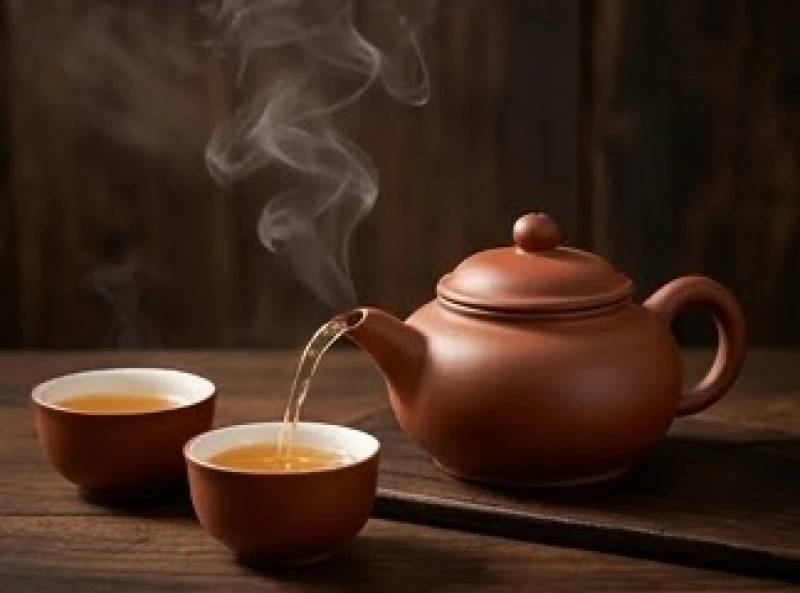 Bộ ấm chén tử sa pha trà khói tỏa nhẹ nhàng thể hiện sự trầm tĩnh cần thiết của người lớn tuổi trong những tháng xung khắc