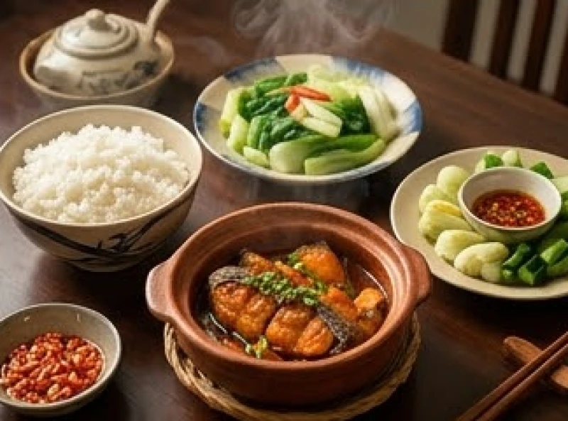 Một bữa ăn gia đình được nấu chín kỹ lưỡng, đảm bảo vệ sinh an toàn thực phẩm.