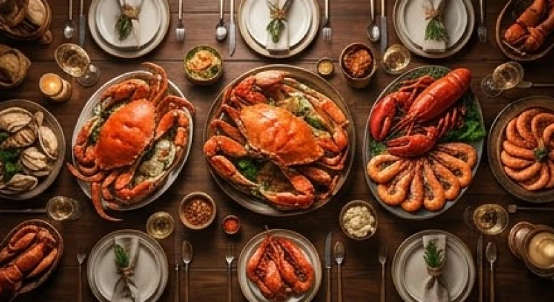 Mơ thấy hải sản đánh con gì: Tra cứu điềm báo & số may mắn 4 Bàn tiệc hải sản thịnh soạn được bày biện vô cùng đẹp mắt với các món cua và tôm luộc đỏ au