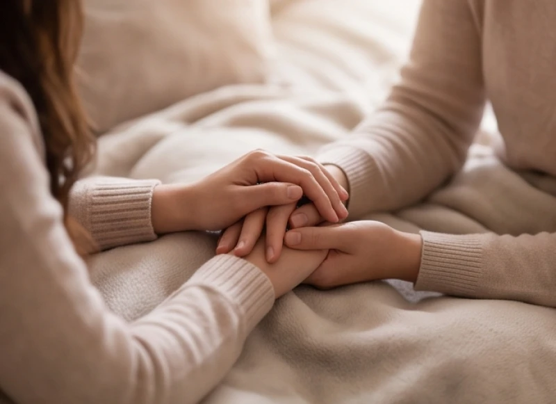 Mơ thấy bị sảy thai có máu: Ý nghĩa sắc máu và bộ số may mắn 6 Hai người phụ nữ nắm tay nhau truyền hơi ấm và sự động viên tinh thần
