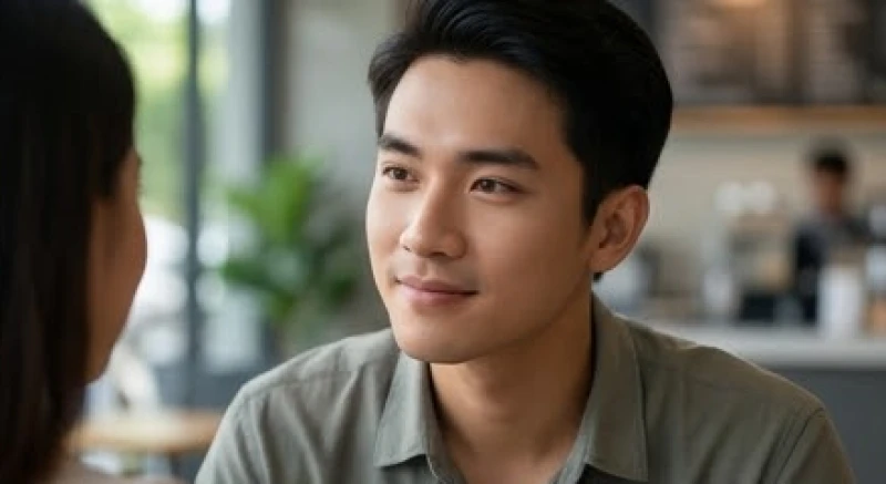Chàng trai trẻ người Việt đang âm thầm trao ánh mắt trìu mến cho một cô gái ở phía đối diện