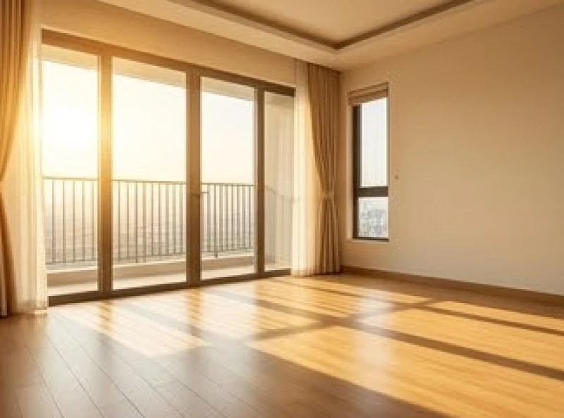 Ánh sáng mặt trời rực rỡ chiếu vào phòng khách trống trải báo hiệu khung giờ hoàng đạo lý tưởng