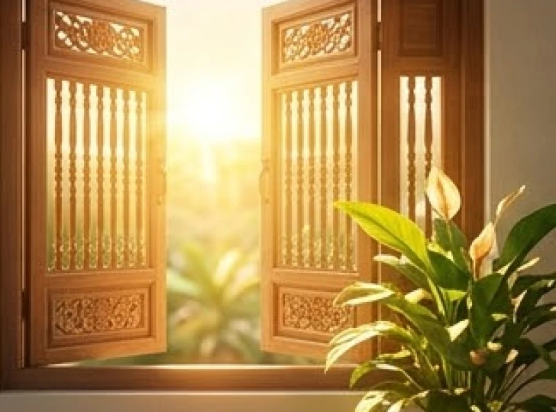 Ánh nắng ban mai xuyên qua khung cửa tượng trưng cho sao cát tinh Thái Dương