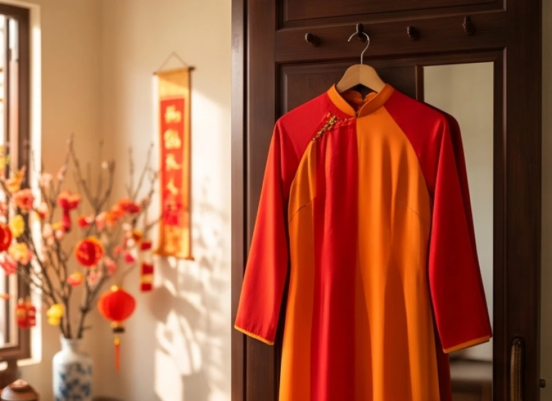 Phụ nữ diện áo dài màu đỏ và cam rực rỡ mang lại may mắn cho bản mệnh Hỏa