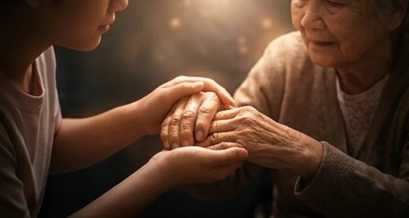 Mơ Thấy Người Thân Chết Đuối: Giải Mã Điềm Báo Từng Người 3 Đôi bàn tay nhăn nheo của người cao tuổi đang nắm lấy bàn tay thanh xuân