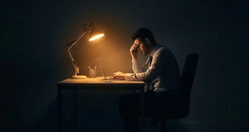 Mơ thấy mình đi ăn trộm tiền: Luận điềm báo & cách hóa giải 5 Nhân viên văn phòng ngồi làm việc dưới ánh đèn mờ mờ biểu hiện sự bất mãn về đãi ngộ
