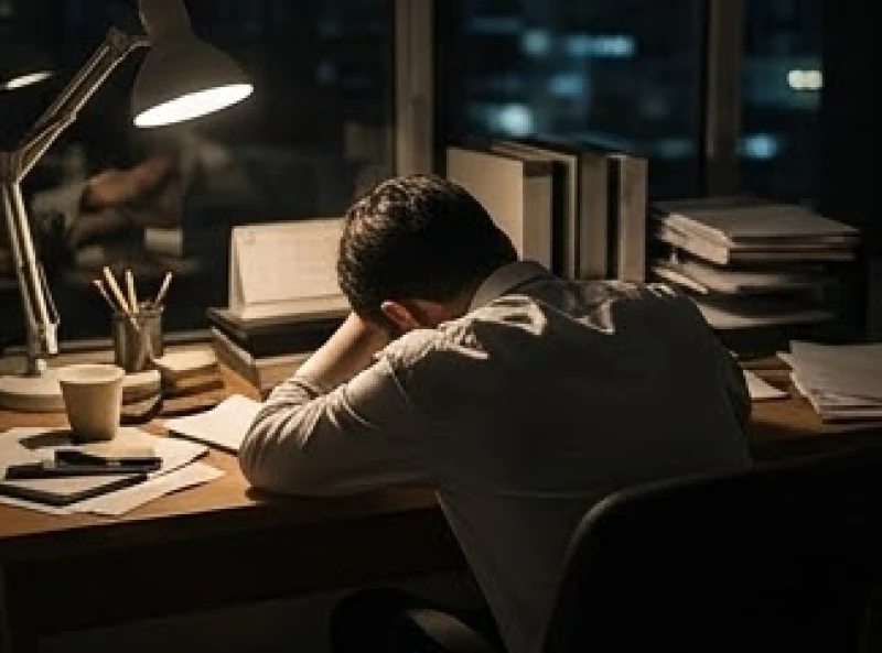 Mơ thấy nhà dột: Giải mã điềm báo, góc nhìn tâm lý & con số 6 Người làm việc mệt mỏi gục đầu xuống bàn giữa vô số tài liệu rải rác xung quanh