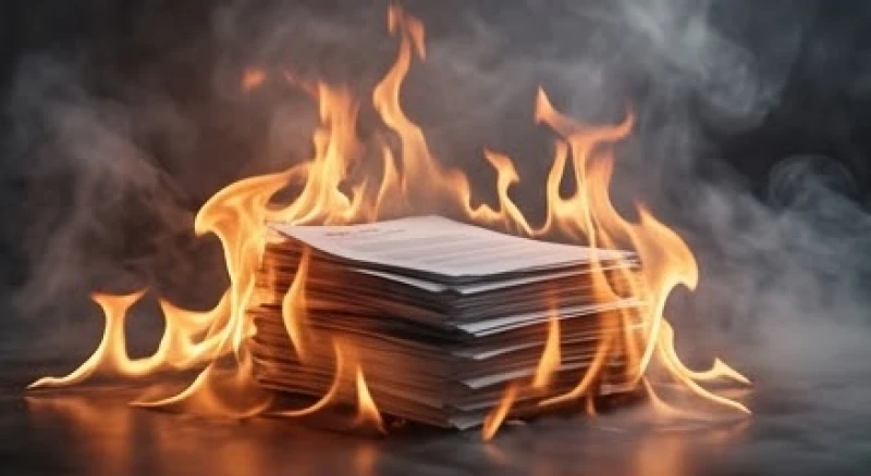 Ngọn lửa lan rộng ngoài tầm kiểm soát trong không gian văn phòng phản ánh áp lực thần kinh dồn nén
