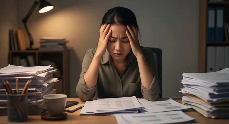 Mơ thấy ở nhà mới tốt hay xấu: Giải mã bối cảnh và số tài lộc 2 Người phụ nữ Việt Nam mệt mỏi gục đầu xuống bàn làm việc đầy giấy tờ vào đêm khuya