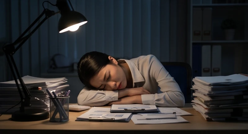 Mơ thấy chảy máu răng: Ý nghĩa theo vị trí và con số may mắn 6 Nữ nhân viên văn phòng mệt mỏi gục đầu xuống bàn làm việc giữa hàng tá tài liệu ngổn ngang về đêm