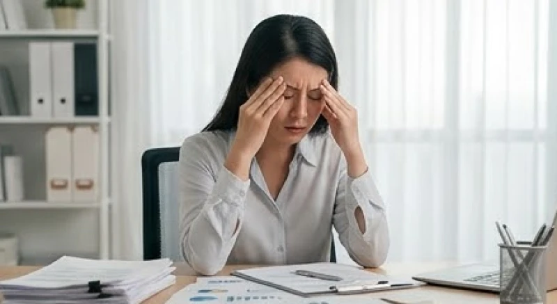 Người phụ nữ với biểu cảm mệt mỏi thể hiện sự ngột ngạt và áp lực khi phải đối mặt với quá nhiều kỳ vọng