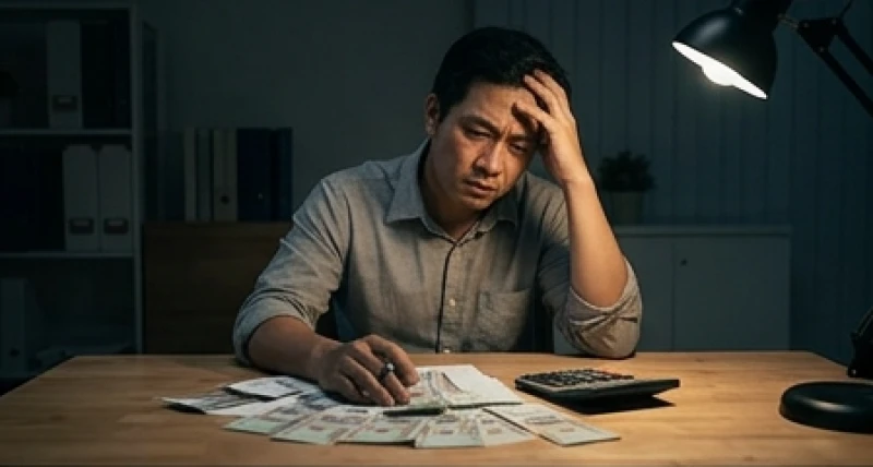 Mơ thấy mình lấy tiền của người khác: Giải mã tâm lý & điềm báo 1 Người đàn ông mệt mỏi và lo âu vì áp lực tài chính, nguyên nhân chính dẫn đến mơ thấy mình lấy tiền của người khác