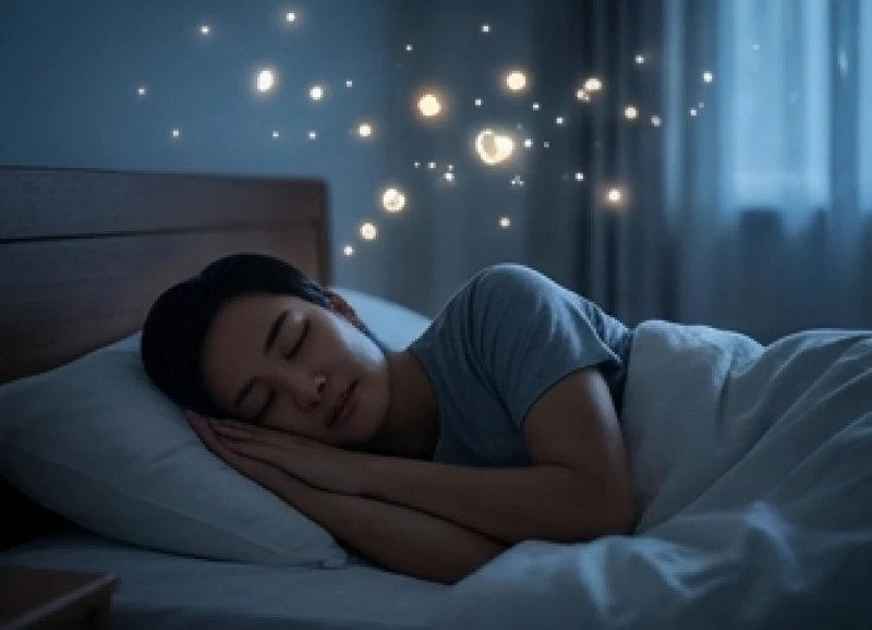 Một người thư giãn chìm vào giấc ngủ sâu sau một ngày dài giải quyết các hóa đơn chi tiêu