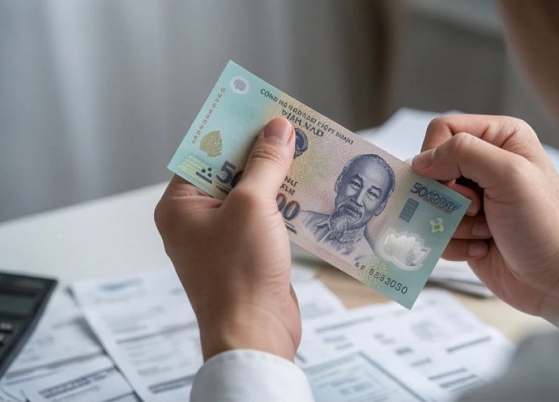 Mơ thấy tờ tiền 500: Giải mã góc nhìn tâm lý & bộ số tài lộc 2 Đôi bàn tay siết chặt tờ tiền 500 nghìn trước các hóa đơn thể hiện sự lo âu về tài chính