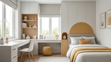 Góc học tập tông trắng xám giúp phụ huynh giải đáp ất mùi 2015 hợp màu gì để mang lại sinh khí