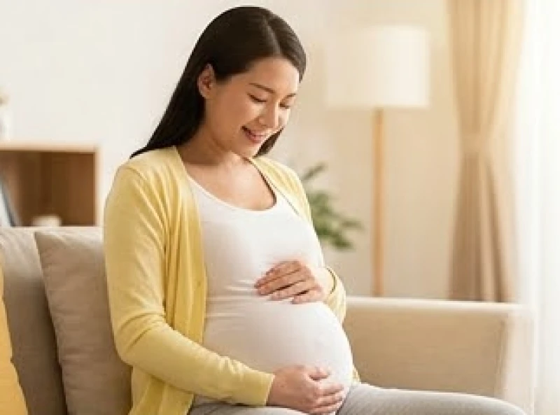 Bị rắn cắn là điềm gì: Giải mã hên xui và cách hóa giải 5 Người phụ nữ mang thai đang nhẹ nhàng xoa tay lên bụng với nụ cười hiền hậu trong không gian ấm áp
