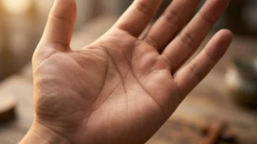 Bàn tay có ba đường chỉ tay dính nhau tại một điểm gốc duy nhất