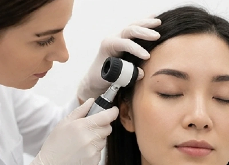 Nốt ruồi ở đuôi lông mày: Điềm báo tài lộc và tiêu chí tẩy xóa 9 Bác sĩ da liễu đang thăm khám và phân tích tình trạng nốt ruồi ở đuôi mày