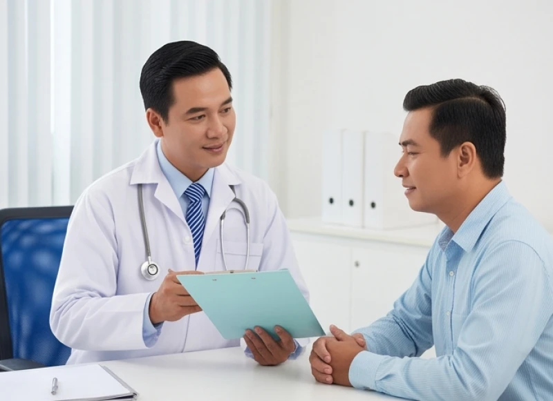 Sức khỏe tuổi Ngọ năm 2027: Tháng kỵ và rủi ro bệnh lý nam nữ 3 Bác sĩ tận tình giải thích phác đồ điều trị cho bệnh nhân thông qua hồ sơ y tế