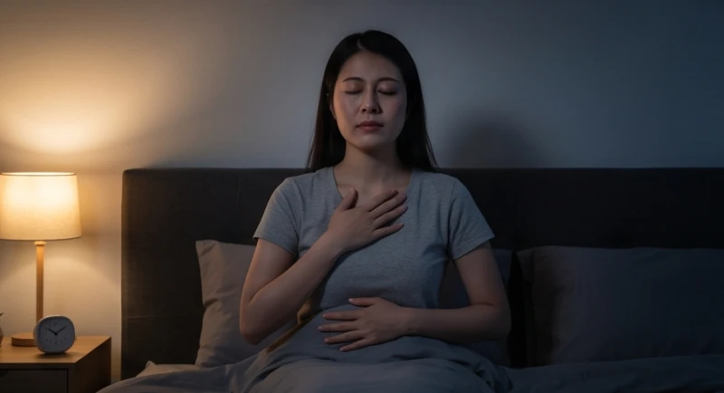 Mơ thấy gãy răng: Giải mã điềm báo, con số và góc nhìn tâm lý 7 Nữ giới ngồi thư giãn trên giường với tư thế thả lỏng vai và tập trung vào nhịp hít thở sâu