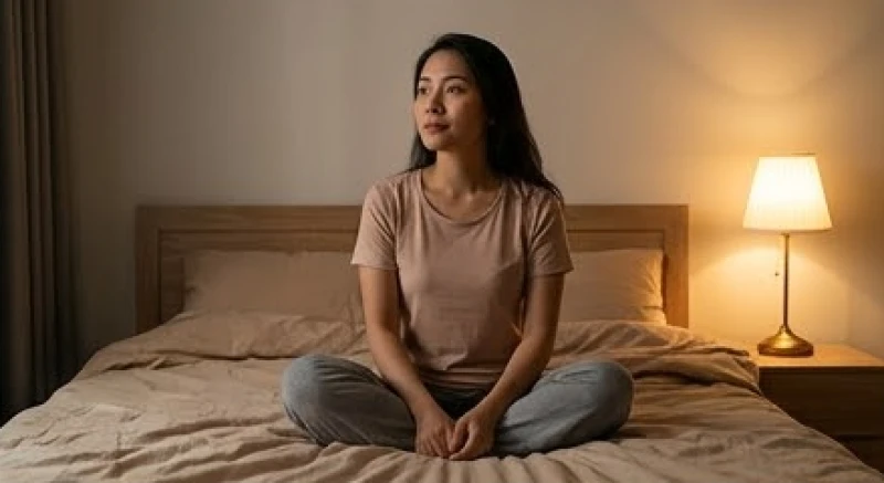 Mơ thấy tai nạn: Giải mã điềm báo, con số và cách hóa giải 5 Một người phụ nữ đang ngồi thiền hít thở sâu trong phòng ngủ để thực hành bài tập nối đất an toàn