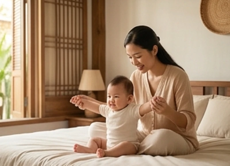 Tuổi Thìn sinh con tháng nào tốt: Định cát nguyệt hợp gia đạo 3 Mẹ hướng dẫn bé sơ sinh các động tác vươn vai thư giãn trong phòng ngủ