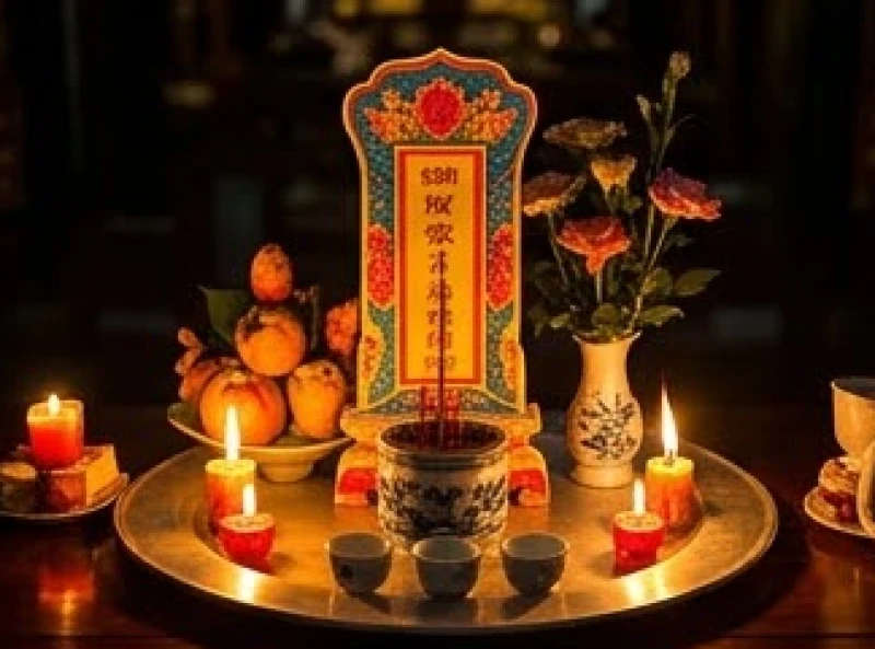 Văn khấn cúng sao giải hạn tại nhà: Sơ đồ nến, bài vị & mâm lễ 6 Bài vị bằng giấy màu được viết tước hiệu tinh quân đặt trang trọng ở trung tâm bàn cúng