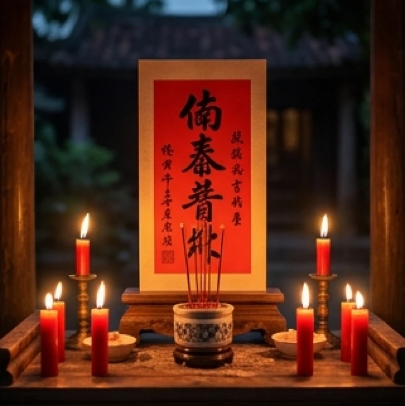 Bài vị cúng sao bằng giấy đỏ ghi tôn hiệu Nam phương Bính Đinh Hỏa Đức Tinh Quân