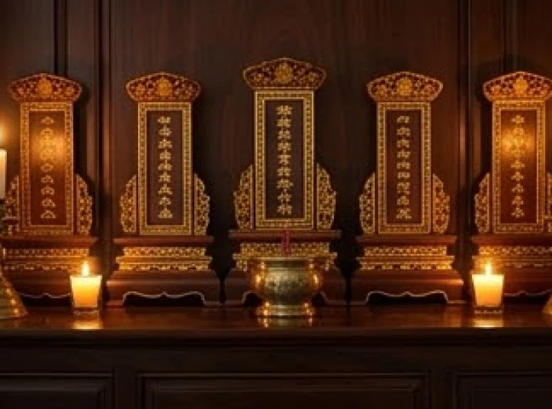 Những chiếc bài vị ghi rõ danh xưng hiển khảo và tổ tỷ đặt cẩn thận trên bàn thờ tổ tiên truyền thống