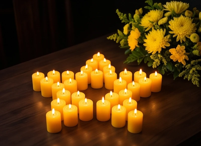 Hai mươi mốt ngọn nến và mâm lễ vật màu vàng được bày trí cẩn thận để cúng sao Kế Đô