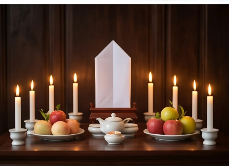 Bài vị giấy trắng ghi danh xưng sao Thái Bạch đặt trang trọng trên mâm lễ