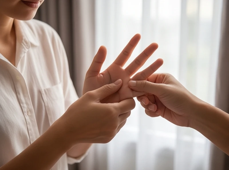 Bàn tay đang thực hiện thao tác bấm đốt ngón tay để tính các cung trong hạn Hoang Ốc