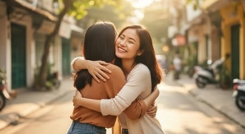 Mơ thấy bạn cũ: Giải mã tâm lý, điềm báo và hướng xử lý 3 Hai người phụ nữ vỡ òa ôm chầm lấy nhau khi vô tình hội ngộ trên một con phố nhỏ bình yên đầy ánh nắng