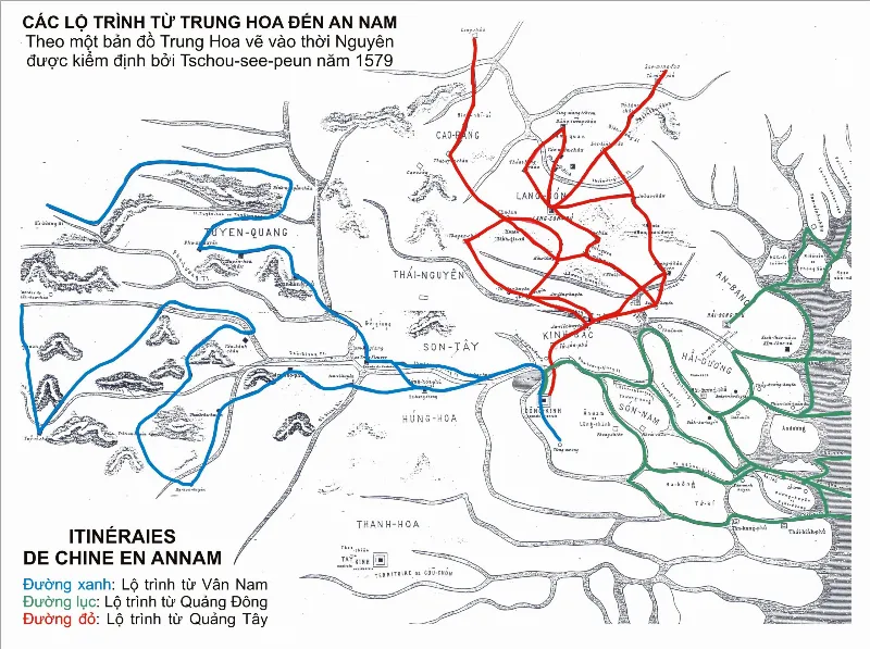 Bản đồ ba lộ trình từ Trung Hoa đến An Nam