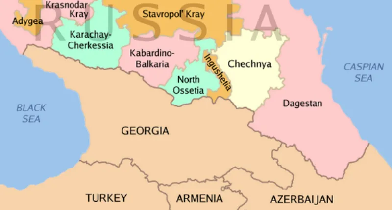 Bản đồ Chechnya và vùng Caucasus