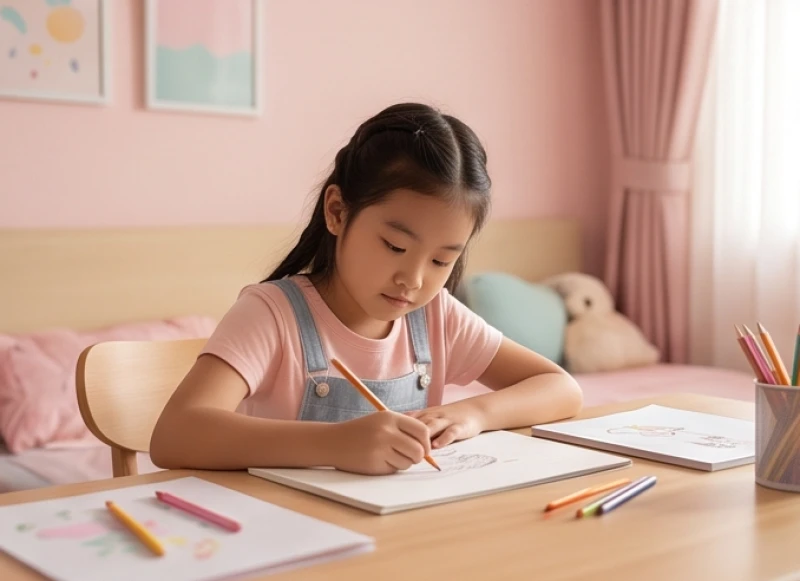 Hướng bàn học cho trẻ tuổi Canh Tý 2020: quy tắc đo và hóa giải 5 Không gian học tập của bé gái với chiếc bàn xoay về hướng Tây Nam nhằm kích thích sự sáng tạo tối đa.