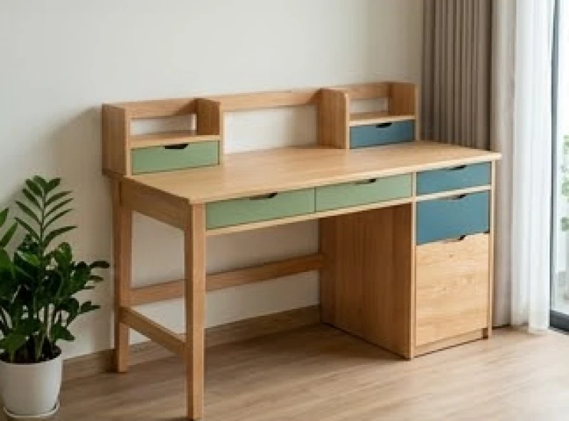 Bàn gỗ tự nhiên màu xanh lá mang nguồn năng lượng tương sinh nuôi dưỡng cho trẻ mệnh Bình Địa Mộc