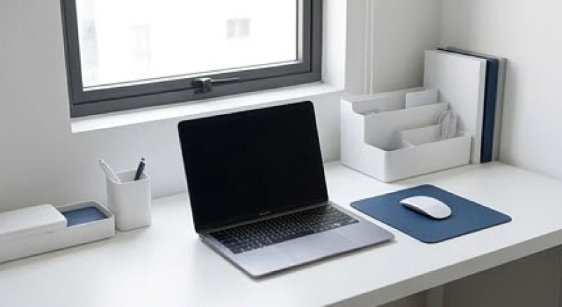 Góc học tập và làm việc được bài trí chủ đạo bằng gam màu trắng và xám ghi giúp tăng cường sự tập trung.