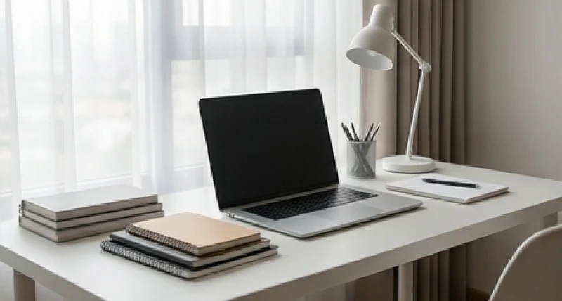 Góc học tập tĩnh lặng dành cho sinh viên với thiết kế tối giản giúp tăng cường sự điềm tĩnh và ghi nhớ