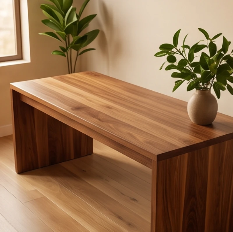 Hướng bàn làm việc hợp tuổi Hợi: Bảng tra nam nữ & hóa giải 7 Bàn làm việc hình chữ nhật bằng gỗ tự nhiên có màu ấm dành cho người mệnh Hỏa