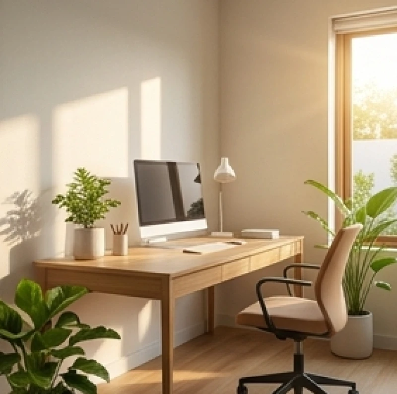 Góc làm việc gọn gàng ngập nắng được bố trí ở hướng Tây Bắc cho nữ mạng