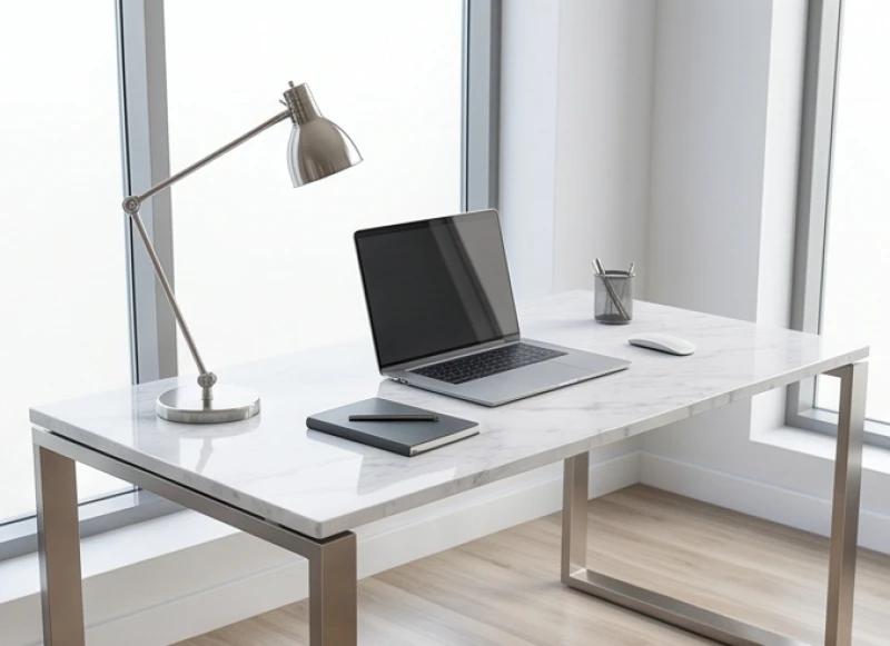 Hướng bàn làm việc hợp tuổi Dần: Chi tiết 5 nấc tuổi & hóa giải 3 Bàn làm việc khung sắt sơn tĩnh điện và mặt đá sang trọng dành cho người tuổi Nhâm Dần mệnh Kim
