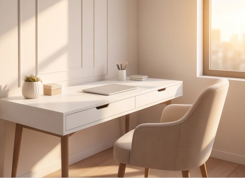 Hướng bàn làm việc hợp tuổi Mão: Bảng Nam Nữ & Cách đo la bàn 3 Góc làm việc thanh lịch của nữ giới với ánh nắng ấm áp chiếu vào từ hướng Tây Nam mang lại sinh khí và sự tập trung
