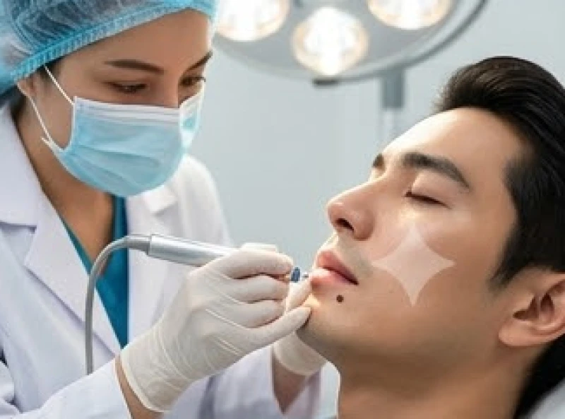 Nốt ruồi ở môi dưới nam: Giải mã tướng số vi mô và lưu ý y khoa 11 Bác sĩ điều chỉnh tia laser bóc tách chính xác lớp hắc sắc tố trên môi dưới của nam giới
