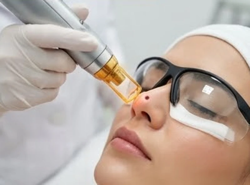 Nốt ruồi ở đầu mũi nữ: Ý nghĩa từng vị trí & cách tẩy an toàn 9 Quá trình thực hiện công nghệ Laser CO2 Fractional để loại bỏ sắc tố nốt ruồi tại chóp mũi