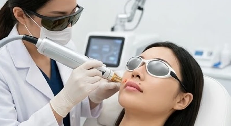 Chuyên gia thẩm mỹ sử dụng công nghệ laser hiện đại để loại bỏ nốt ruồi một cách an toàn