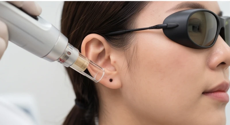 Quá trình sử dụng công nghệ tia Laser CO2 để loại bỏ nốt ruồi kích thước lớn trên dái tai